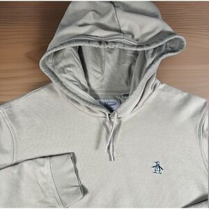 Original Penguin Pullover Hoodie Men XS Beige‎ Cotton Blend-EUC